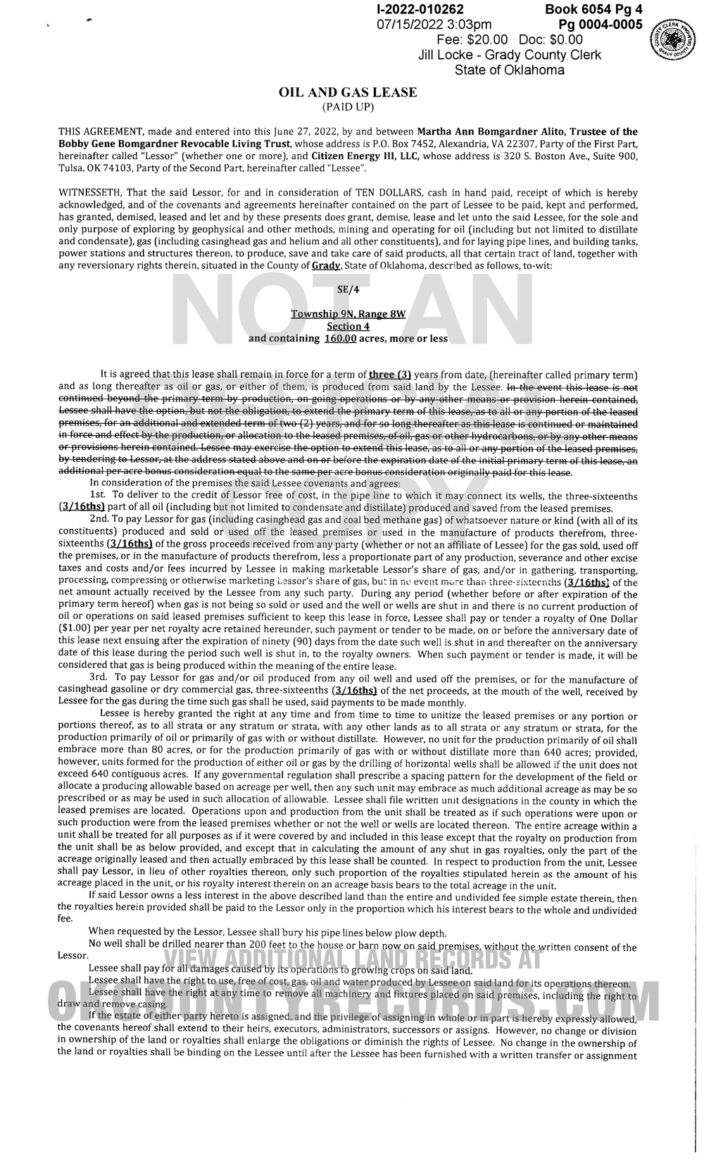 Page 1 from Alito Oil and Gas Lease