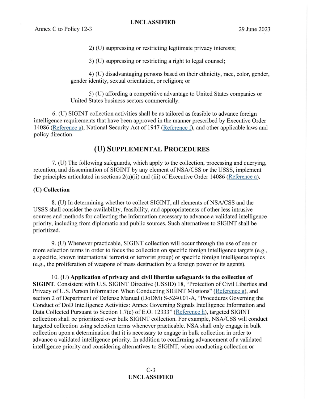Page 3 from June 2023 NSA Internal Directives for SIGINT