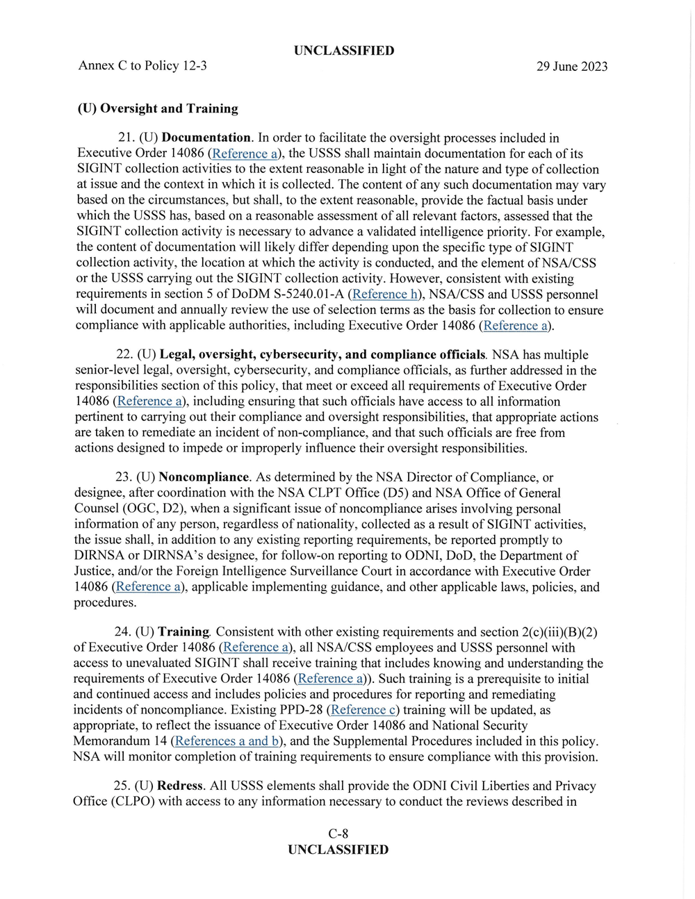 Page 8 from June 2023 NSA Internal Directives for SIGINT