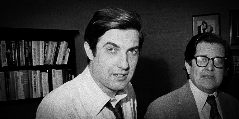 From left, Reporter Neil Sheehan, Managing Editor A.M. Rosenthal and Foreign News Editor James L. Greenfield are shown in an office of the New York Times in New York, May 1, 1972, after it was announced the team won the Pulitzer Prize for public service for its publication of the Pentagon Papers. Sheehan, who obtained and wrote most of the stories about the papers for the Times, was not cited in the award. (AP Photo/John Lent)