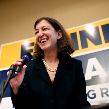 Elaine Luria speaks to a room full of supporters after upsetting incumbent Scott Taylor to win Virginia's 2nd Congressional District on Tuesday, Nov. 6, 2018, night in Virginia Beach. (Stephen M. Katz/The Virginian-Pilot via AP)