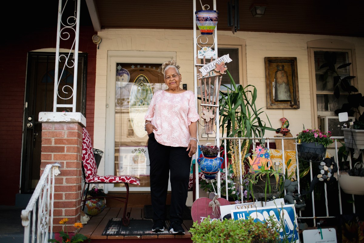 Margaret Brown in front of her home in Chester, PA on June 13, 2023 overlooking her block where in addition to her mother, eleven out of seventeen homes had residents who died of cancer—primarily lung cancer. Emily Whitney for The Intercept