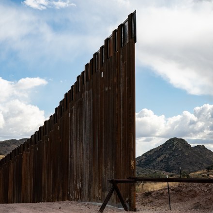 An area where the mountainside was blasted and the construction not completed along the border wall between the U.S. and Mexico near the city of Sasabe, Arizona, Sunday, January 23, 2022. (Photo by Salwan Georges/The Washington Post via Getty Images)