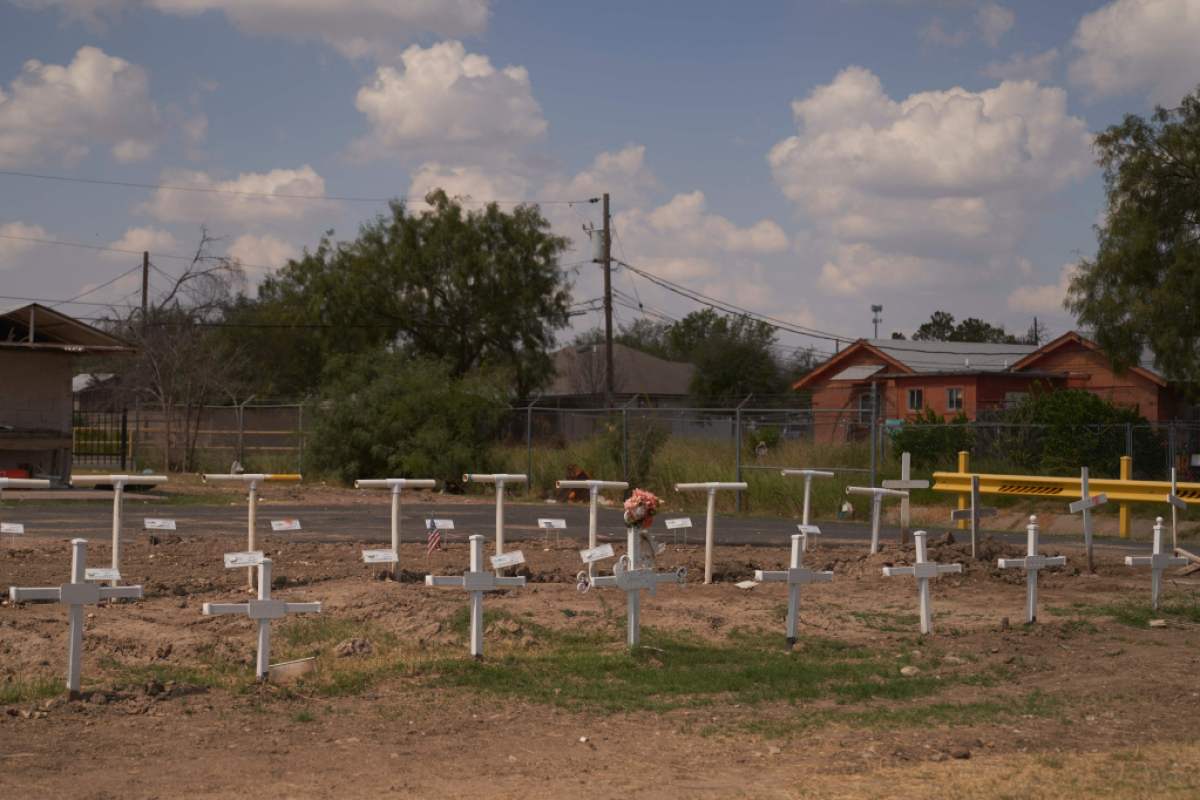 Grave sites of deceased migrants who were not able to be identified are seen at the Maverick County Cemetery on October 9, 2022 in Eagle Pass, Texas. - In the 2022 fiscal year US Customs and Border Patrol (CBP) has had over 2 million encounters with migrants at the US-Mexico border, setting a new record in CBP history. (Photo by allison dinner / AFP) (Photo by ALLISON DINNER/AFP via Getty Images)