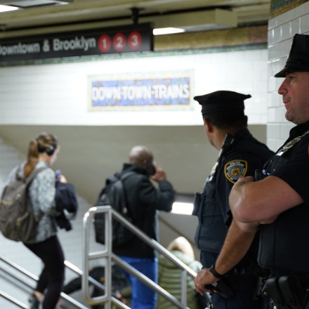 NYPD officers in the transit system in New York City, NY on Oct. 24, 2022.
