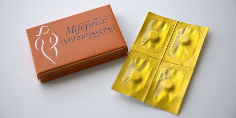 Mifepristone and misoprostol pills are provided at a Carafem clinic for medication abortions in Skokie, Illinois, in a 2018 file photo. A Texas judge is poised to rule on nationwide access to mifepristone. (Erin Hooley/Chicago Tribune/Tribune News Service via Getty Images)
