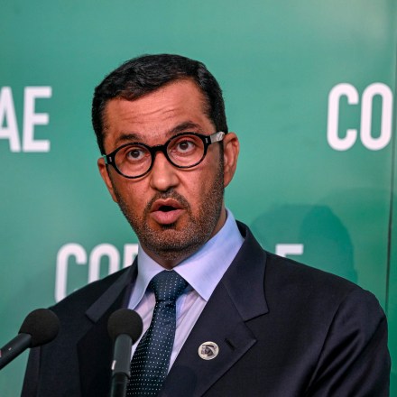 BONN, GERMANY - JUNE 8: Sultan Ahmed Al Jaber, President-Designate of the UNFCCC COP28 climate conference and CEO of the Abu Dhabi National Oil Company, speaks at a side event at the UNFCCC SB58 Bonn Climate Change Conference on June 8, 2023 in Bonn, Germany. The conference, which lays the groundwork for the adoption of decisions at the upcoming COP28 climate conference in Dubai in December, will run until June 15. (Photo by Sascha Schuermann/Getty Images)