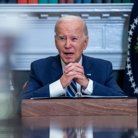 US President Joe Biden during a meeting to accelerate efforts to counter the flow of fentanyl into the United States in the Roosevelt Room of the White House in Washington, DC, US, on Tuesday, Nov. 21, 2023. The Biden administration's decision to remove a Chinese organization from a sanctions list as part of a deal to combat the fentanyl crisis marks an unusual concession to Beijing's complaints over US trade restrictions. Photographer: Shawn Thew/EPA/Bloomberg via Getty Images