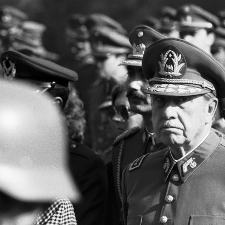 General Augusto Pinochet at the funeral of four of his bodyguards in Santiago, Chile, on September 10, 1984.