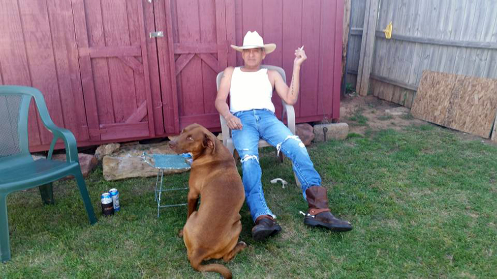 An undated photo of Glen Sanchez and his dog Pete at Charlotte Beattie’s home outside Oklahoma City. 